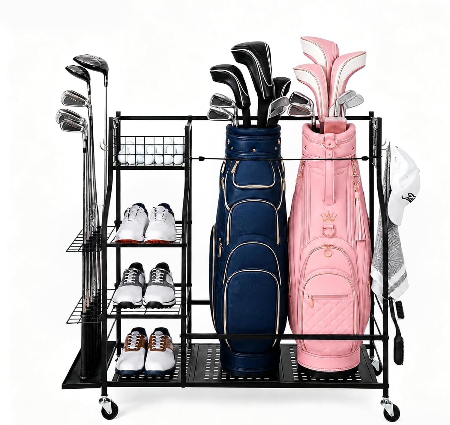 Sports Equipment Bag With Wheels - Heavy Duty Golf Bag Storage Rack