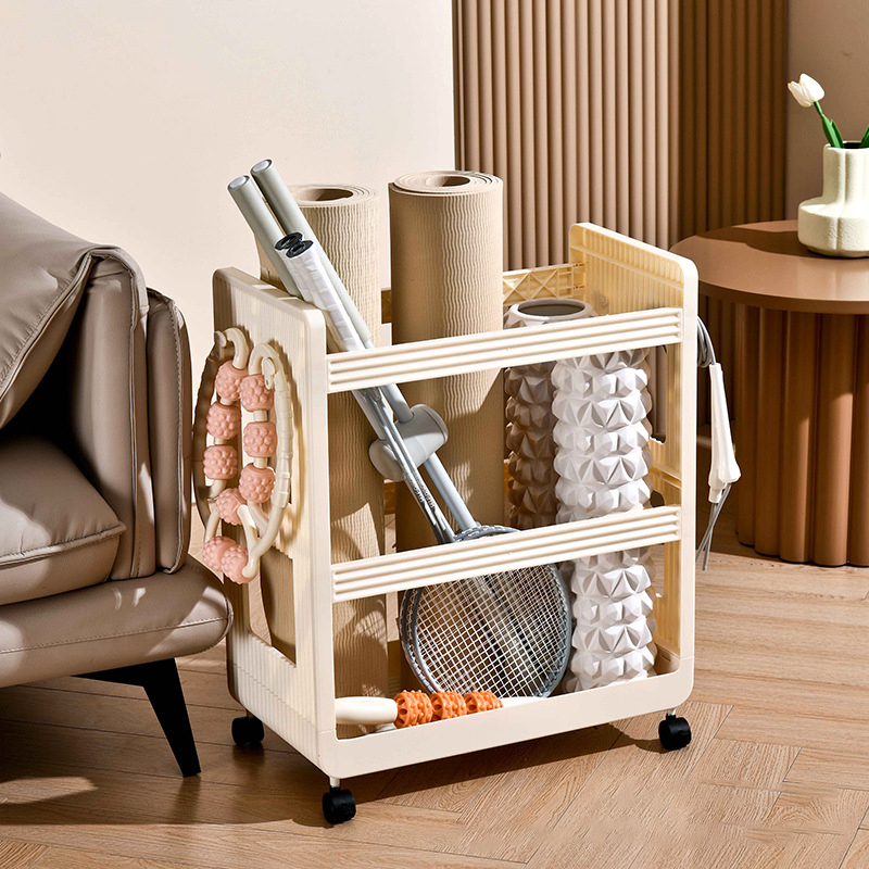 Sports Equipment Storage Rack - Yoga Supplies Storage Rack Movable Trolley