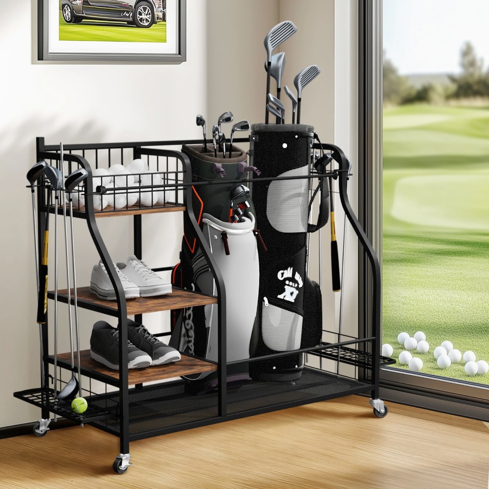 Sports Equipment Bag With Wheels - Mobile Golf Bag Rack with Wheels,