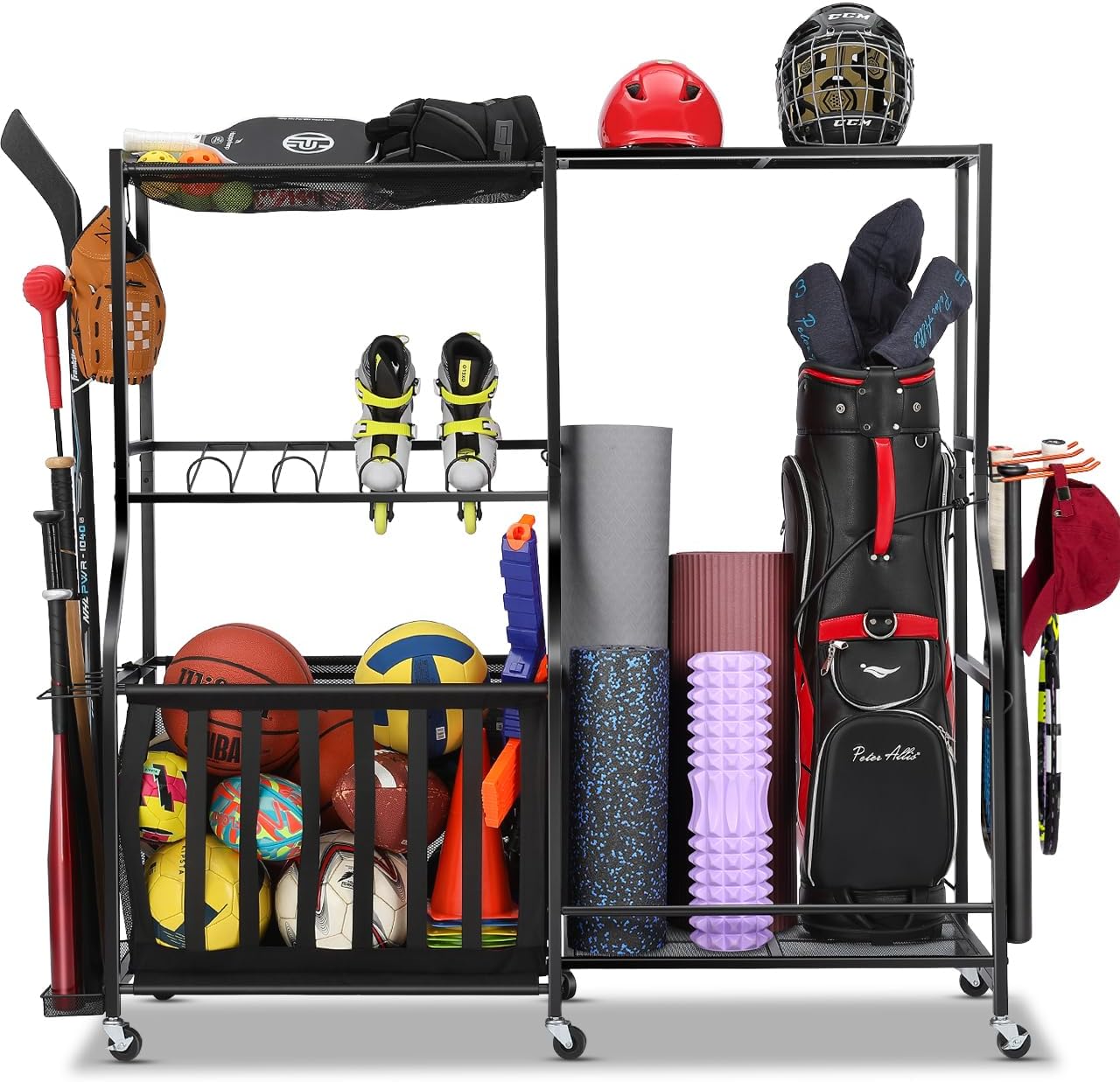 Sports Equipment Bag With Wheels - Garage Sports Equipment Organizer With Wheels
