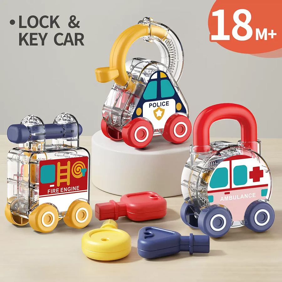 Sports Equipment For Kindergarten - Montessori key matching lock toy car,