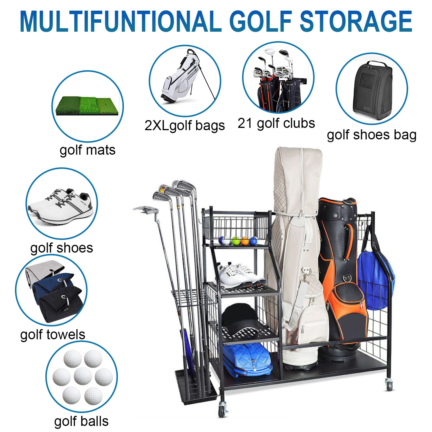 Golf Bag Storage Garage Organi - огляд і ціна Sports Equipment Storage Rack