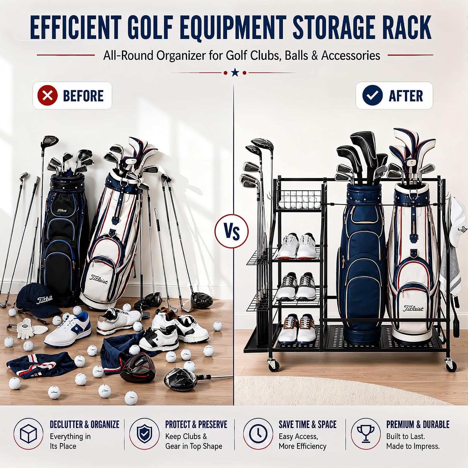 Heavy Duty Golf Bag Storage Ra - огляд і ціна Sports Equipment Bag With Wheels